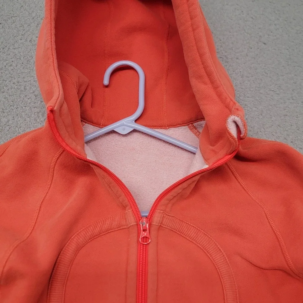 Lululemon Scuba Hoodie Womens Small Orange Full Zip Fleece Slim‎ Fit Sweatshirt